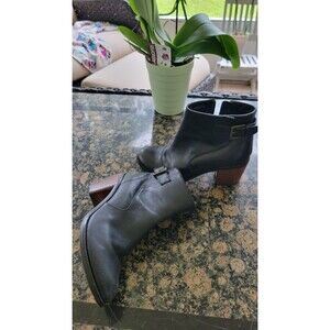 14th and Union Black Leather Buckle Heeled Booties size 4.5M  94431673